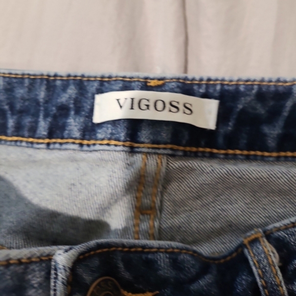 Vigoss Womens Size 32 Stevie Crop straight dk. Wash Distressed Jeans - Picture 9 of 12